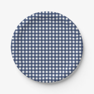 Some Bunny is One blauwe Gingham Verjaardag Papieren Bordje