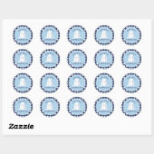 Some Bunny is One blauwe Gingham Verjaardag Ronde Sticker (Vel)