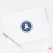Some Bunny is One blauwe Gingham Verjaardag Ronde Sticker (Envelop)