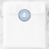 Some Bunny is One blauwe Gingham Verjaardag Ronde Sticker (Tas)