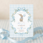 Some Bunny is One Blauwe Strik Gingham 1e Verjaard Kaart