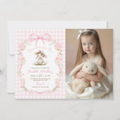 Some Bunny is One Bow Gingham 1e verjaardagsfoto Kaart (Voorkant)