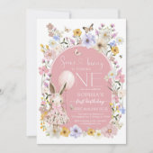 Some Bunny Is ONE First 1st Birthday Invitation Kaart (Voorkant)