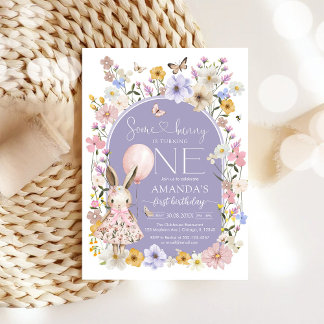 Some Bunny Is ONE First 1st Birthday Invitation Kaart