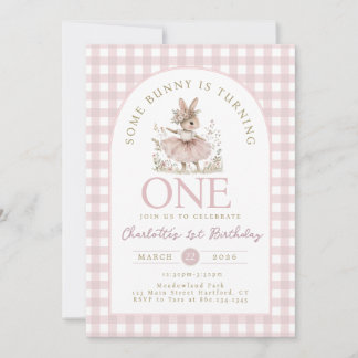 Some BUNNY is ONE First Birthday Invitation Kaart