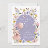 Some Bunny is ONE Girl Birthday Invitation Kaart (Voorkant)