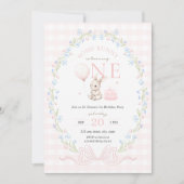 Some Bunny is One Girl's 1st Birthday Kaart (Voorkant)