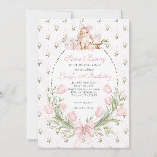 Some Bunny is One Invitation, Bunny Birthday Kaart (Voorkant)