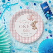 Some Bunny Is One Pink Balloons 1st Birthday Papieren Bordje (Feest)
