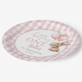 Some Bunny Is One Pink Balloons 1st Birthday Papieren Bordje (Gekanteld)