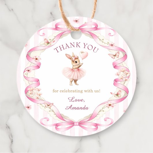 Some Bunny is One Pink Bow Gingham 1st Birthday Bedankjes Labels