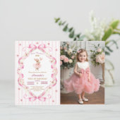 Some Bunny is One Pink Bow Gingham 1st Birthday Kaart (Staand voorkant)