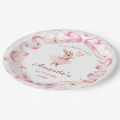 Some Bunny is One Pink Bow Gingham 1st Birthday Papieren Bordje (Gekanteld)