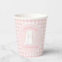 Some Bunny is One Roze Gingham Verjaardag