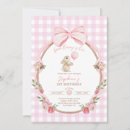 Some Bunny is One: Roze Lint Konijn Eerste Verjaar Kaart