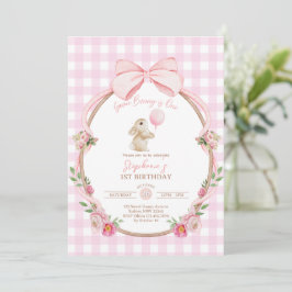 Some Bunny is One: Roze Lint Konijn Eerste Verjaar Kaart