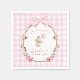 Some Bunny is One Roze Lint Konijn Eerste Verjaard Servet