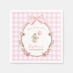 Some Bunny is One Roze Lint Konijn Eerste Verjaard Servet