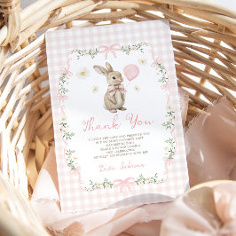 Some Bunny is One: Roze Lint Konijn Meisje Verjaar Bedankkaart