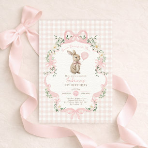 Some Bunny is One Roze Strik 1e Verjaardag Kaart