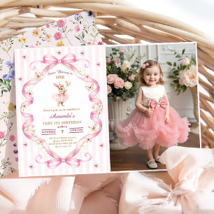 Some Bunny is One Roze Strik Das 1e Verjaardag Kaart