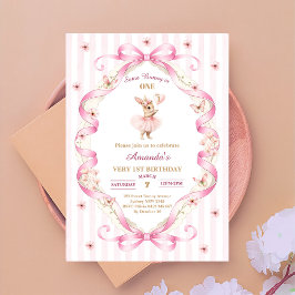 Some Bunny is One Roze Strikte Lint 1e Verjaardag Kaart