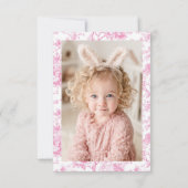 Some Bunny Is One Roze Toile Bunny Bedankkaart (Achterkant)