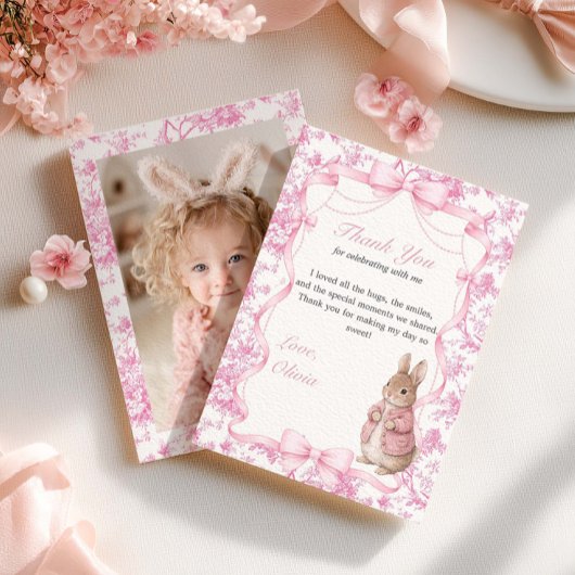 Some Bunny Is One Roze Toile Bunny Bedankkaart