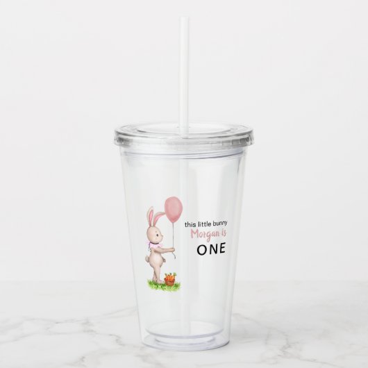 Some Bunny is One Schattige Rabbit Balloon 1st Bir Acryl Drinkbeker (Voorkant)