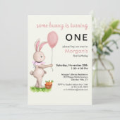 Some Bunny is One Schattige Rabbit Balloon 1st Bir Kaart (Staand voorkant)