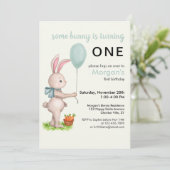 Some Bunny is One Schattige Rabbit Balloon 1st Bir Kaart (Staand voorkant)