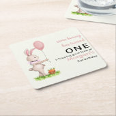 Some Bunny is One Schattige Rabbit Balloon 1st Bir Kartonnen Onderzetters (Schuin)