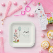 Some Bunny is One Schattige Rabbit Balloon 1st Bir Papieren Bordje (Feest)