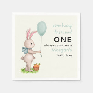 Some Bunny is One Schattige Rabbit Balloon 1st Bir Servet
