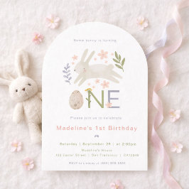 Some Bunny Is One Watercolor Girl's 1e Verjaardag Kaart
