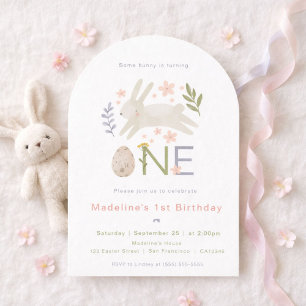 Some Bunny Is One Watercolor Girl's 1e Verjaardag Kaart