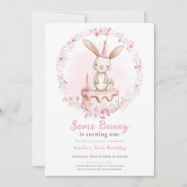 Some Bunny is One Wildflowers Pink Rabbit First Kaart