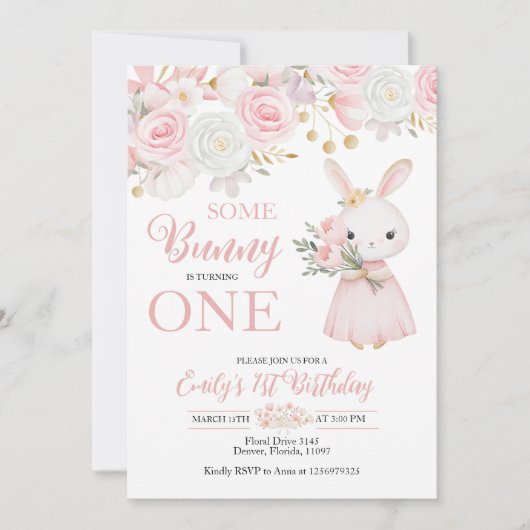 Some Bunny is Turning One 1st Birthday Kaart (Voorkant)