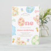 Some Bunny is Turning One Pastel Birthday Kaart (Staand voorkant)