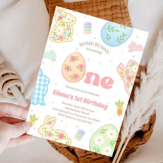 Some Bunny is Turning One Pastel Birthday Kaart
