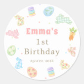 Some Bunny is Turning One Pastel Birthday Ronde Sticker (Voorkant)