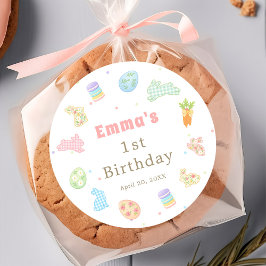 Some Bunny is Turning One Pastel Birthday Ronde Sticker