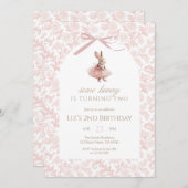 Some Bunny Is Turning Two Pink Tutu Birthday Kaart (Voorkant / Achterkant)