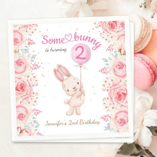 Some Bunny is TWEE! Roze 2e verjaardag voor meisje Servet