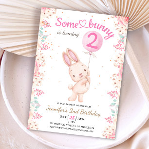 Some Bunny is Two! 2de verjaardag meisje roze ball Kaart