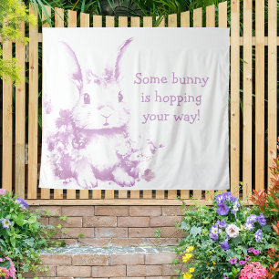 Some Bunny komt je kant op Baby Shower Wandkleed