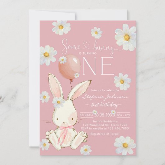 Some Bunny Little Bunny First 1st Birthday Kaart (Voorkant)