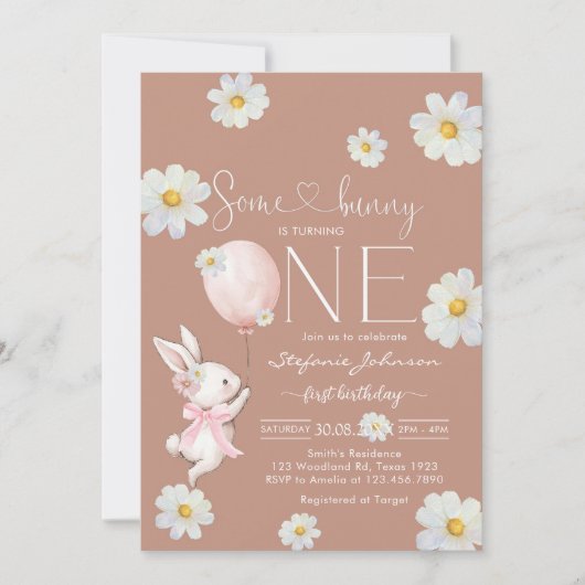 Some Bunny Little Bunny First 1st Birthday  Kaart (Voorkant)