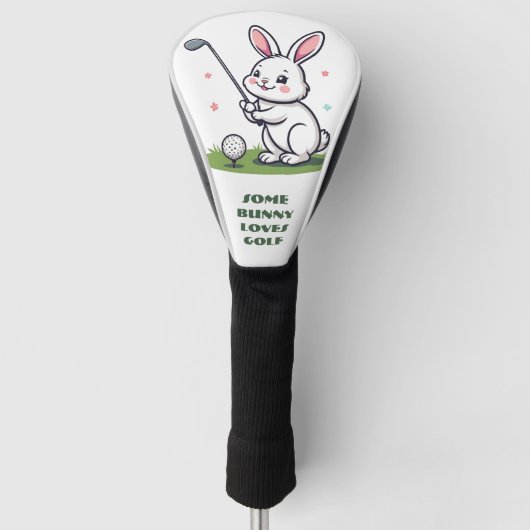 Some Bunny Loves Golf Spring Garden Green Funny  Golfheadcover (Voorkant)