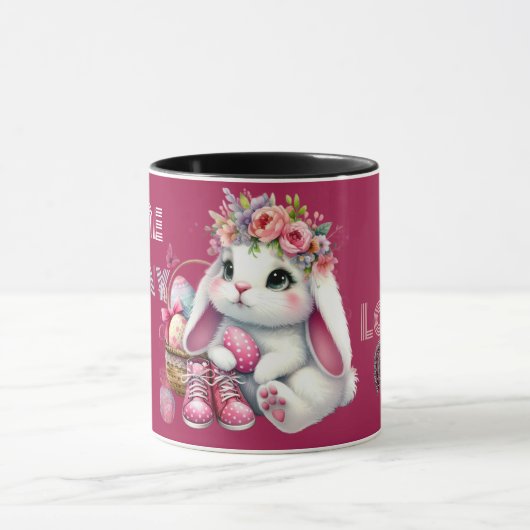 Some Bunny Loves Me Whimsical Spring Personalized Mok (Midden)